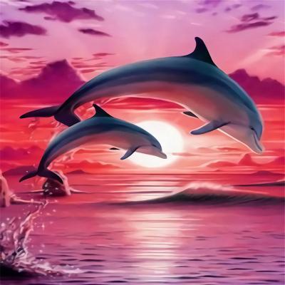 China Wholesale DIY Modern Diamond Painting Abstract Wall Art 5d Full Drill Painting Diamond Dolphins for sale