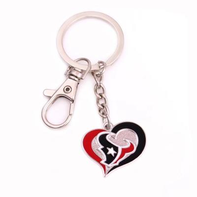 China Gift Hot Sale 2023 American Football Team Key Chain Heart Sports Series Pendant Key Chain for sale