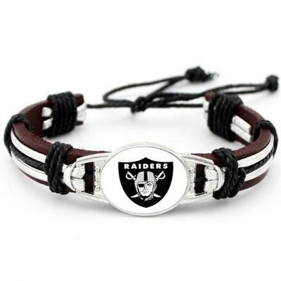 China Stainless steel Wholesale American 32 Team Football Bracelet High Quality Adjustable Bracelet Cord Sport Team for sale