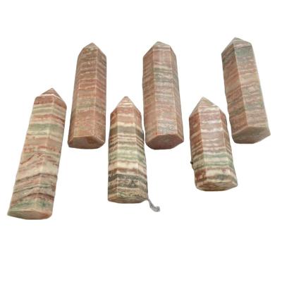 China From China Factory Wholesale Beautiful Quartz Healing Tower Point Red Striped Stone Crystal Wand Directly for sale