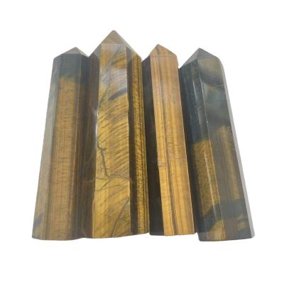 China China Tiger Eye Stone Quartz Crystal Point Magic Wand Natural Yellow Blue Tower For Healing for sale