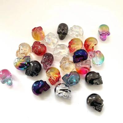 China China Natural Quartz Crystal Crafts Hand Carved Mini Crystal Skulls Plated Aura for sale