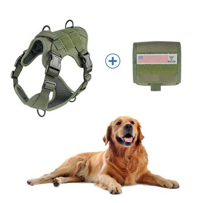 China Personalized Custom Designer Training Soft Breathable Vest Adjustable Nylon Tactical Dog Harnesses With Bag for sale