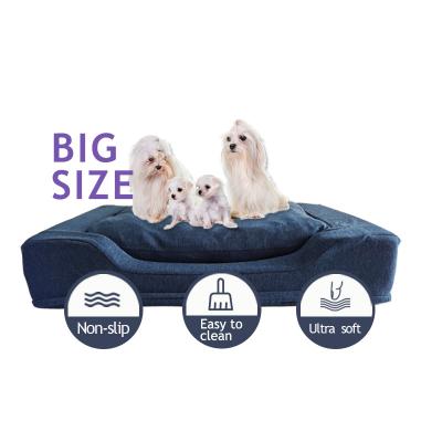 China Soft Memory Cover XL Pet Sofa Bed Super Comfortable Non-slip Bottom Removable Removable Blue Foam Large Interior for sale