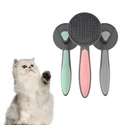 China Portable Wholesale Custom Viable Needle Stainless Steel Handle Pet Removal Cat Brush Comb Dog Grooming Hair Cleaning Soft Remover for sale