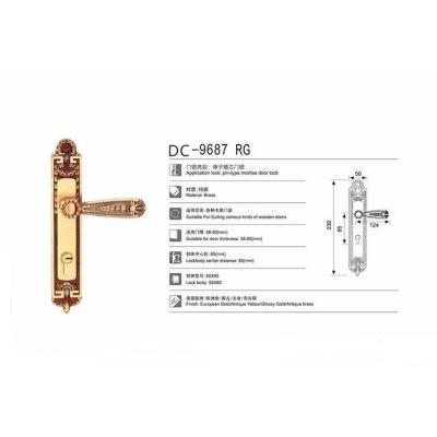 China European High Quality Pure Brass Door Handle Gold With Lock For Door for sale