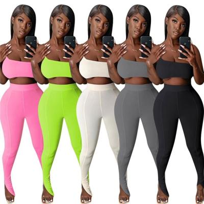 China New Fashionable Sexy Para Sexy Back Conjunto De dos Piezas Mujer Crop Top M&F Anti-pilling Women Sets Women Two-Piece 2-Piece Outfits for sale