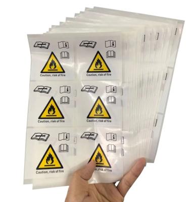 China Waterproof Custom Vinyl Stickers Fire Alarm Packaging Waterproof Stickers for sale