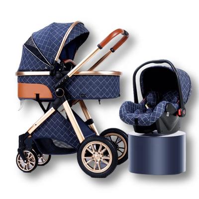 China High Landscape Baby Stroller with Car Seat 2022 Luxury High Landscape Baby Carriage High View 3 in 1 Baby Pram Stroller for Newborn to 3 Year Old for sale