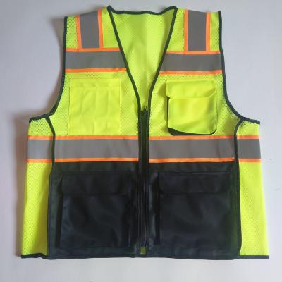 China Reflective Construction Workwear Jacket Cargo Men Water Proof Pet Safety Recycling Vest Led Adjustable Orange Tactical Vest for sale