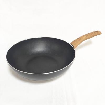 China KuaiYang Sustainable Cookware With Bakelite Handle Ceramic Coating Nonstick Aluminum Pan Flat Bottom Wok for sale