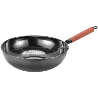 China General Use For Gas And Induction Cooker Nonstick China Household Colorful Cooking With Wooden Handle Carbon Steel Wok Manufacturer OEM/ODM for sale