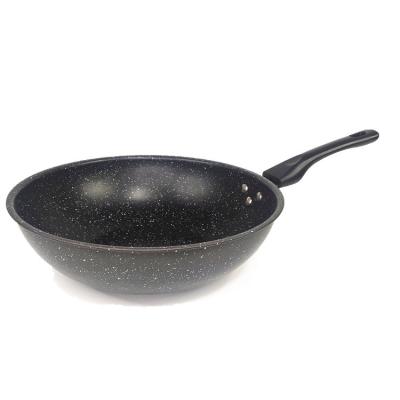 China Durable 30cm Bakelite Handle Induction Non Stick Cookware Aluminum Wok Maifan Stone Wok for sale