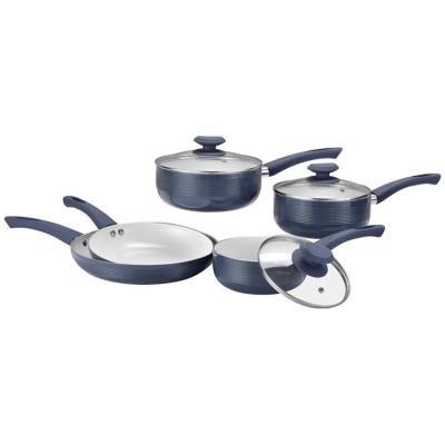 China Kuai Yang Kitchen 8pcs Sustainable Aluminum Cookware Set Non Ceramic Coating Oil Stick Free Pot And Pan Set for sale