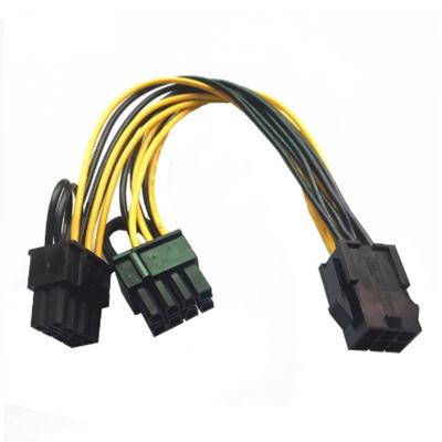 China Plastic & Metal PCI-E PCIE 6P Female Video Card Power Extension Cable Left Cord 2 to Dual 8pin 6+2p Male GPU Graphics for sale