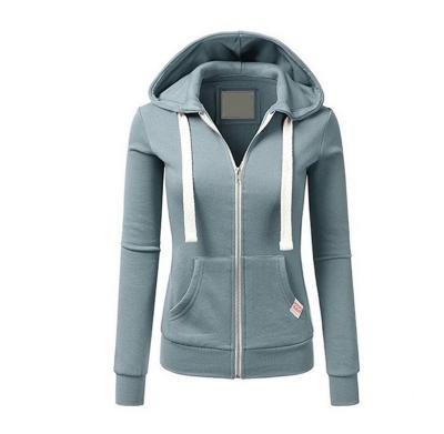 China Fall 2021 Winter Sports Gym Women Lady Fashion Solid Color Long Sleeve Breathable Zipper Cardigan Hooded Sweatshirt Coat For Women Clothes for sale