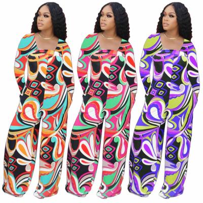 China 2021 Women Fashion Breathable Clothing Casual Printing Pocket Zipper Invisible Long Sleeve Invisible Loose Overalls For Women for sale