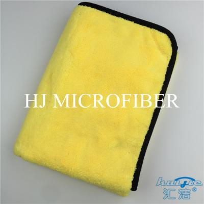 China Professional Microfiber Car Cleaning Towel Super Absorbent Yellow Color High - low Pile Cloth for sale