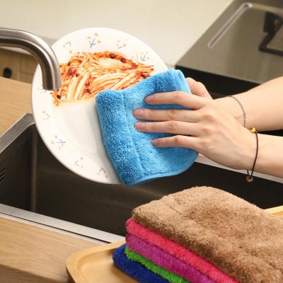 China Kitchen Dish Cloths Dish Towels Super Absorbent Coral Fleece Cloth Premium Dishcloths Nonstick Oil Washable Fast Drying for sale