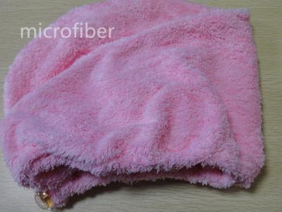 중국 다채로운 microfiber 여자 산호 양털 머리 건조한 모자 터번 매우 흡수성 수정같은 단추 판매용