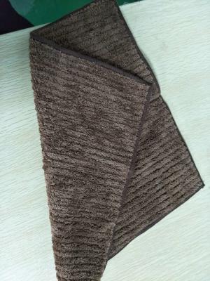 China Brown Stitching Striped Coral Fleece Microfiber Kitchen Towels 32*32cm for sale