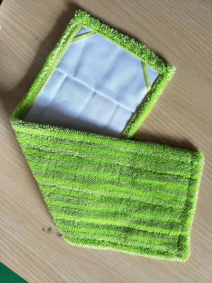 China Green Twisted Fold Oxford Fabric Pocket Microfiber Wet Mop Pads 14*48 for sale