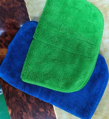 China Microfiber Green Colorful Coral Fleece Stitching Car Kitchen Towels 26*36cm 600gsm for sale