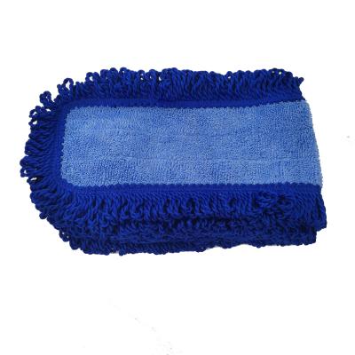 China 13x62cm Dusting Tassels Blue Microfiber Wet Mop Pad For Cleaning Household for sale