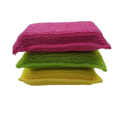 China Green Dishwashing 3cm Sponge Microfiber Cleaning Cloth Reusable For Kitchen for sale