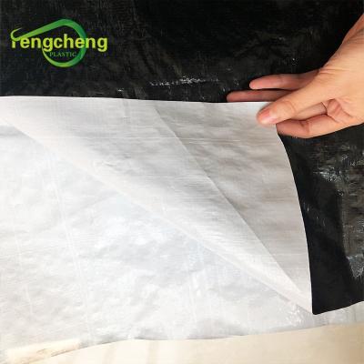 China Widely applied for spreading greenhouse cover and other crops cover 150micron greenhouse black and white woven mesh film, PE mushroom plastic sheet UV laminated for sale