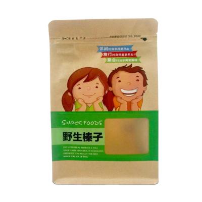 China Custom Clear Food Windows Stand Up Pouch Coffee Bags Kraft Doypack Window In Paper Bags for sale