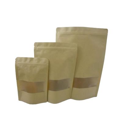 China Free Sample BIODEGRADABLE Customized Printing Kraft Paper Food Packaging Flat Bottom Bag With Zipper for sale