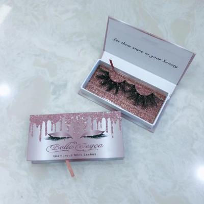 China Full Strip High Quality Natural Soft Mink Eyelashes Custom Eyelash Packaging lashes 3d fluffy 25mm Mink Eyelashes Vendor for sale