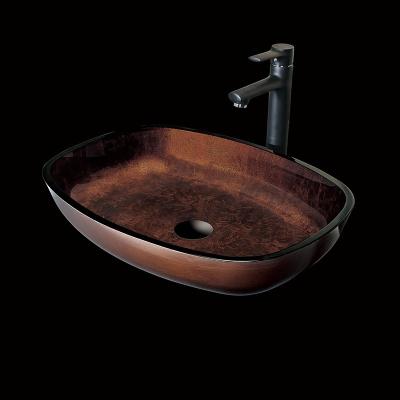 China Modern Design Vintage Hand Wash Basin Large Rectangular Countertop Russet Brown for sale