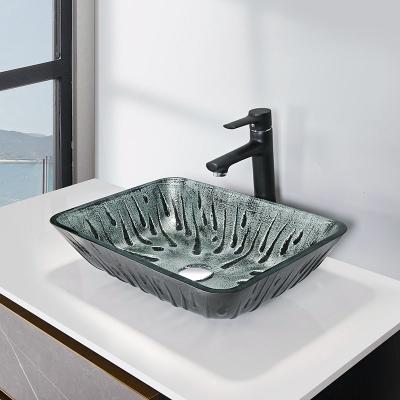 Cina Mano della colata di Gray Rectangular Vessel Sink Hot che spilla il lavandino di vetro temperato di vanità in vendita