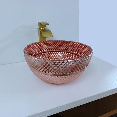 Chine Verre Shinning Rose Gold Vessel Sink Square au-dessus de contre- plaquée à vendre