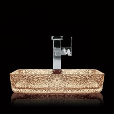 China Het lichte Bassin van de de Handwas van het Theetoilet Crystal Vessel Rectangular Bathroom Sink Te koop