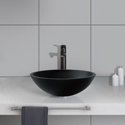 China Hotel Acid Matt Black Basin Round Bathroom Glass Anti Rust Finish for sale