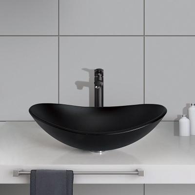 Китай Длина Bathroom 540mm таза тщеты Matt формы слитка кисловочная черная закалила стеклянная легкая чистую продается