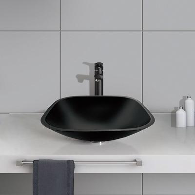 China Saures Matt Square Bowl Bathroom Sink-Tischplatte-Schwarzes milderte Glasantirost Countertop zu verkaufen