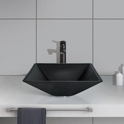 Китай Bathroom формы воронки квадрата таза черноты 142mm кисловочный Matt закаленный продается