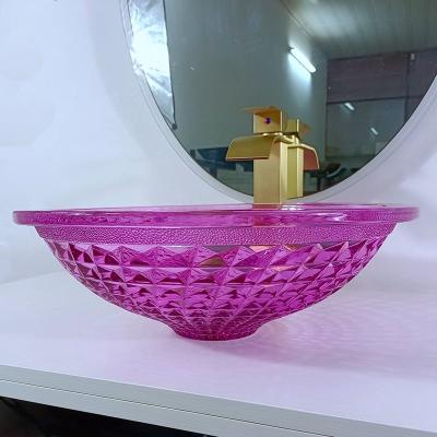 Cina Ciotola di vetro del lavandino di porpora di Crystal Glass 12mm per altezza della toilette 140mm moderna in vendita