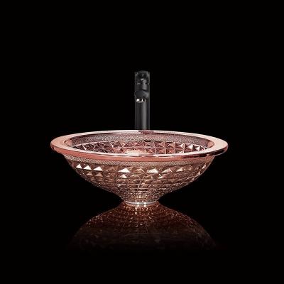 China Funnel Shaped Rose Gold Bathroom Sink Crystal Chromed 450mm Length for sale