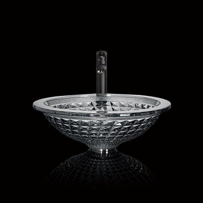 Cina L'imbuto fatto a mano circolare del bagno di Crystal Wash Basins Vessel Glass ha modellato il fumo grigio in vendita