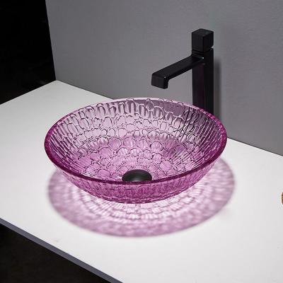 China 395mm Crystal Wash Basins Round 130mm Purple Bathroom Bowl Basin for sale