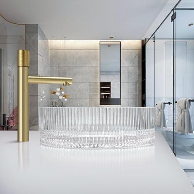 Chine Le cylindre éviers de navire de dessus de Tableau a formé de lavabo cristal en verre clair 15,5 de restaurant des » à vendre