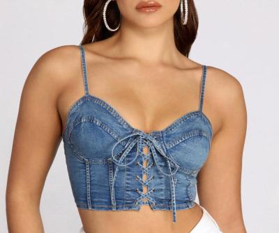 China Anti-pilling 2020 new summer new product launch denim soft spring and neckline - stitch top for sale