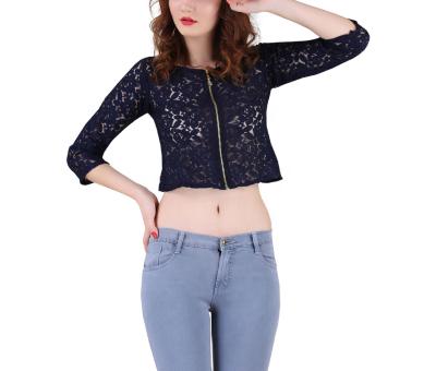 China Anti-pilling 2020 Summer Customized Fashion Trendy Cotton Net Springs / Long Sleeves Crop Top for sale