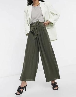 China Anti-Wrinkle Women Fashion Pants High Leg Wide Leg Pants With Tie Belt Waist Mujer Streetwear for sale