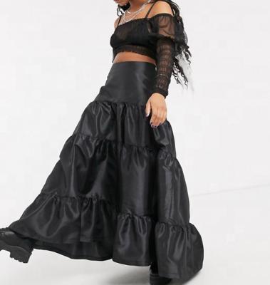 China 2020 Springs Anti-Static / Summer Customized Fashion Taffeta Trendy Vintage Tiered Maxi Skirt for sale